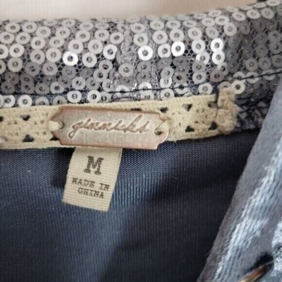 Gimmicks BKE Hoodie Sweatshirt hooded cybercore sequins Medium gray Blue velvet - Picture 8 of 9